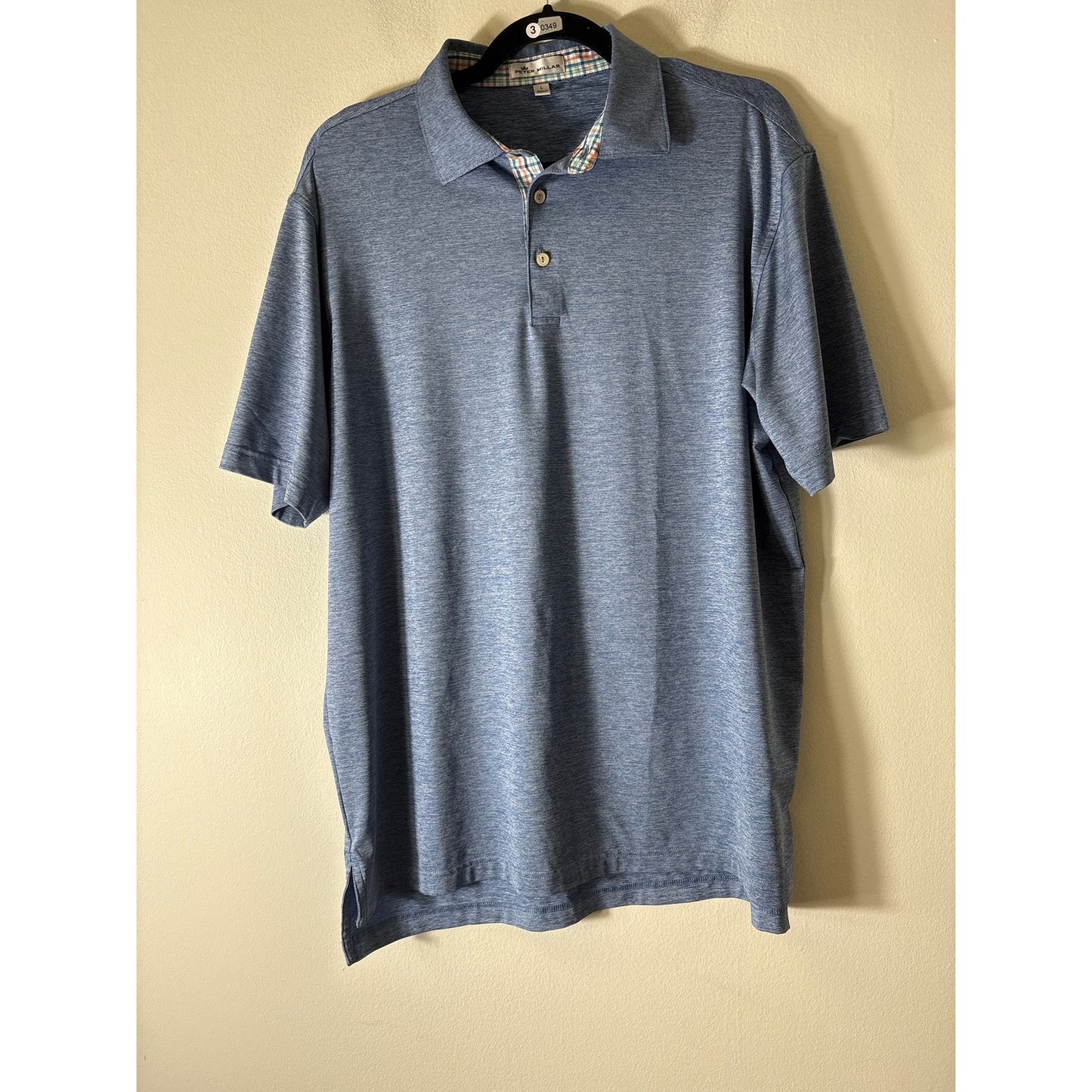Mens Peter Millar Heather Blue Polo Shirt Sz L