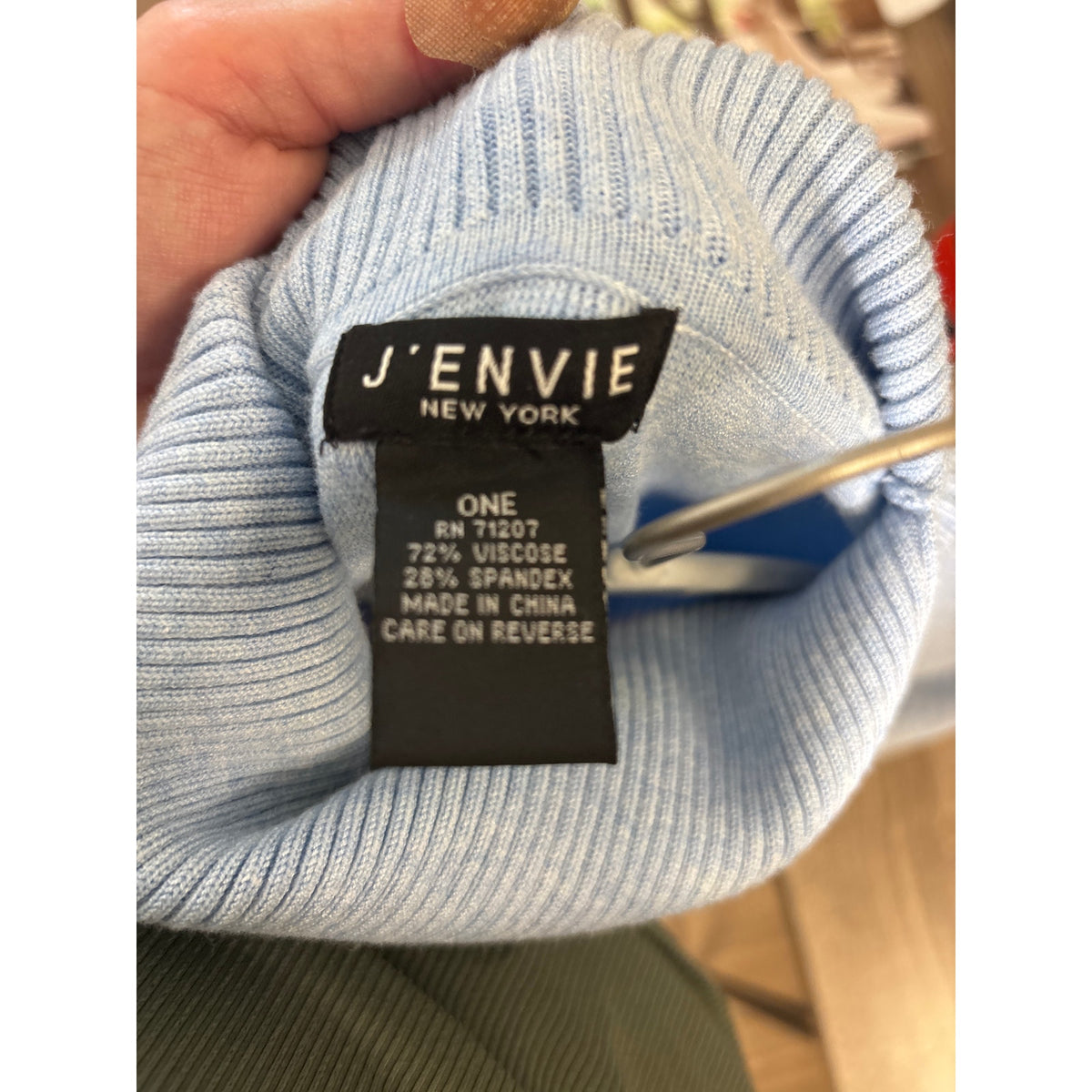 J'Envie New York Light Blue and Gray Color Block Knit Poncho Style Top Sz 1
