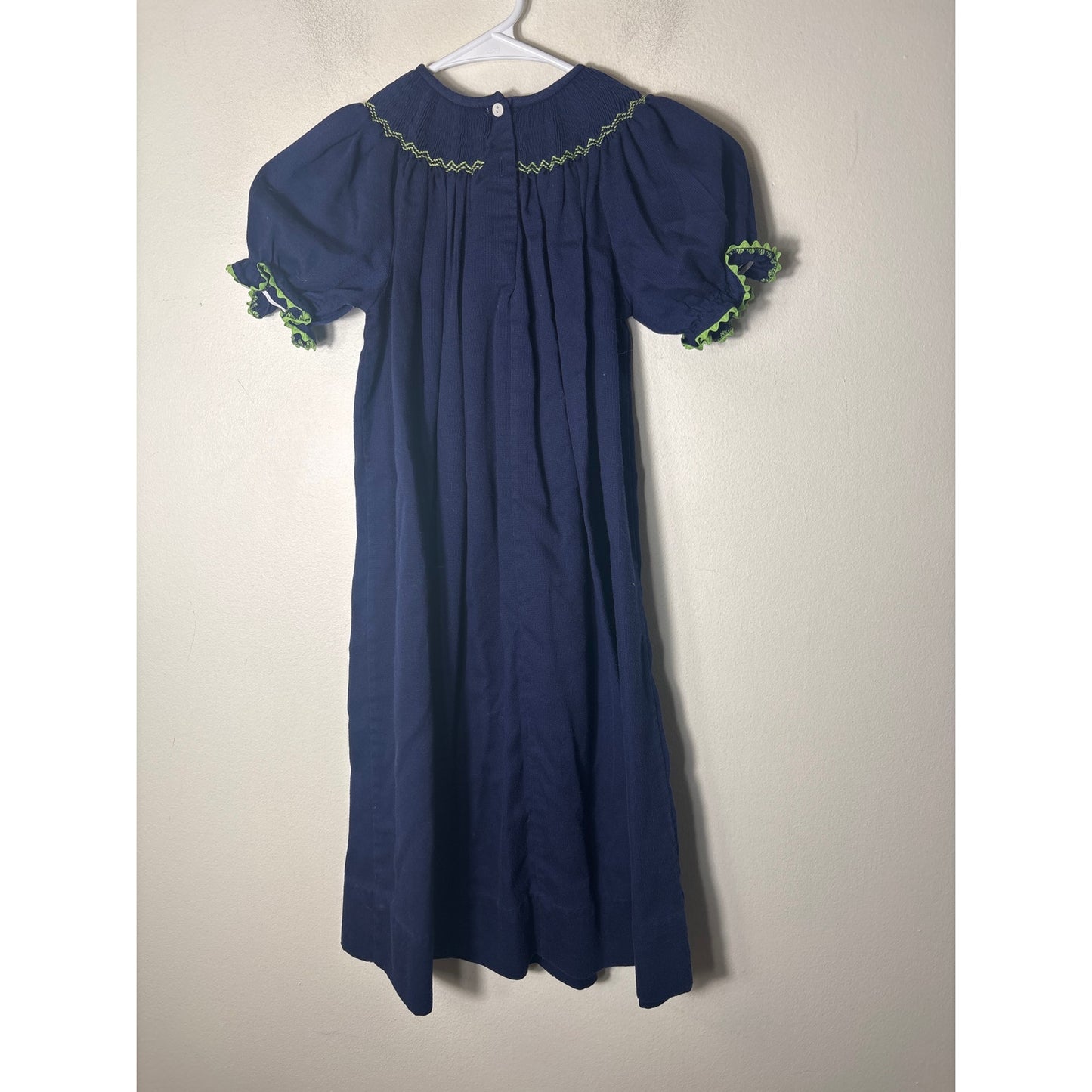 Girls Vintage Amanda Remembered Navy Smocked Frog Dress Sz 6x