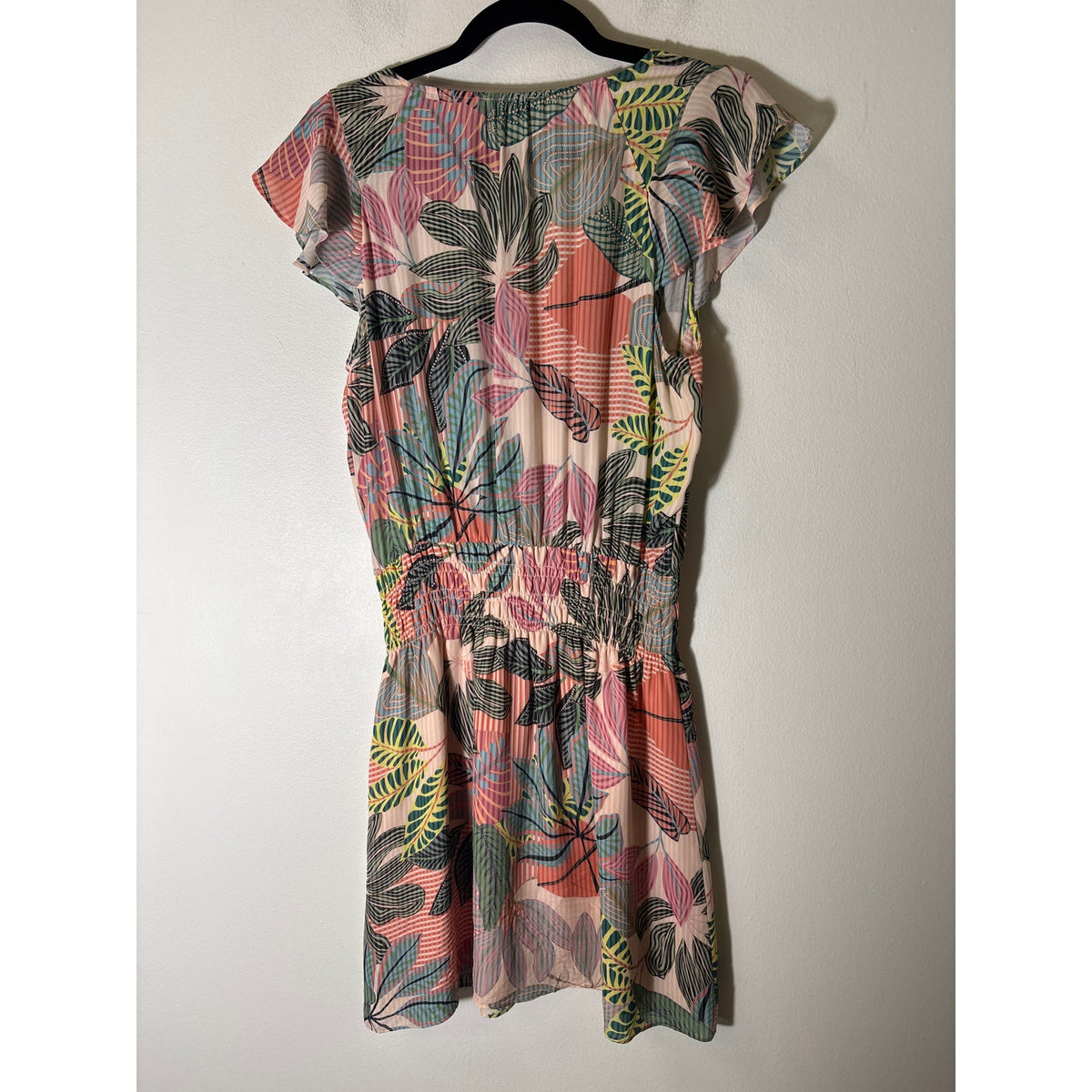 Parker Tropical Floral Smocked Waist Mini Dress Sz M