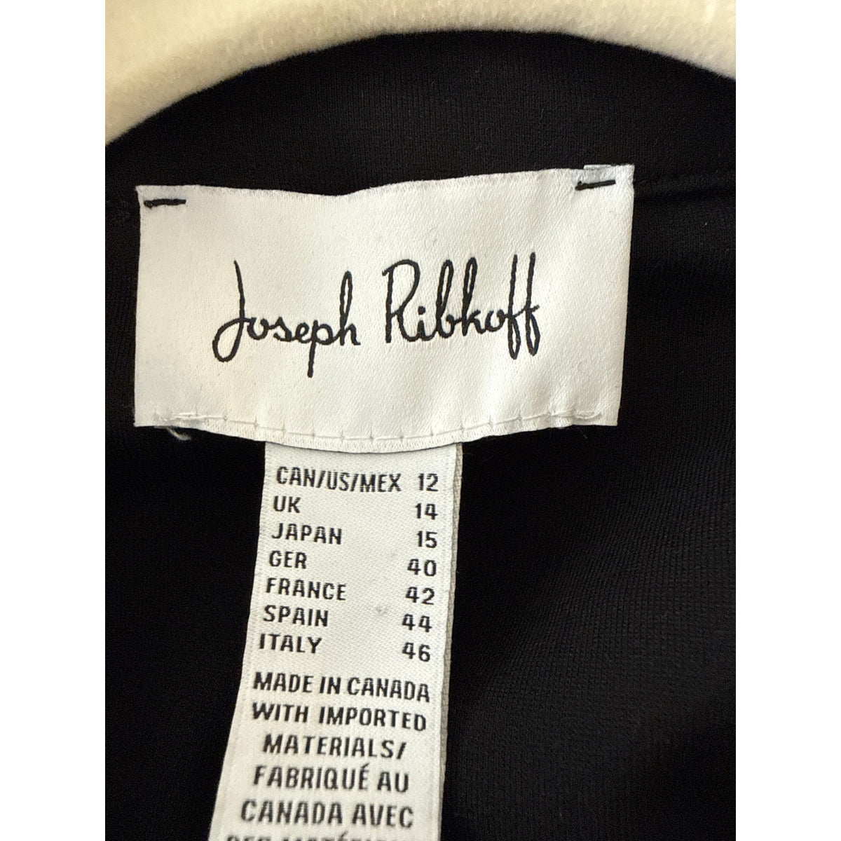 Joseph Ribkoff Black 3/4 Sleeve Open Front Car Coat Sz 12