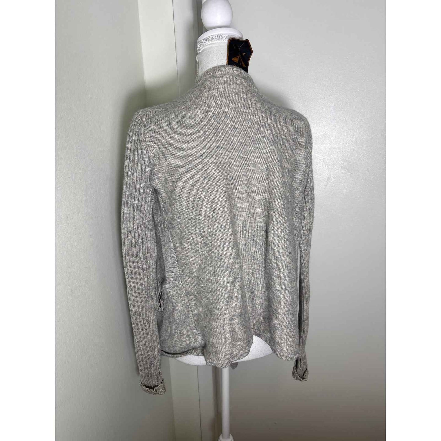 Jamison Gray Long Sleeve Wool Cashmere Open Cardigan Sweater Sz S