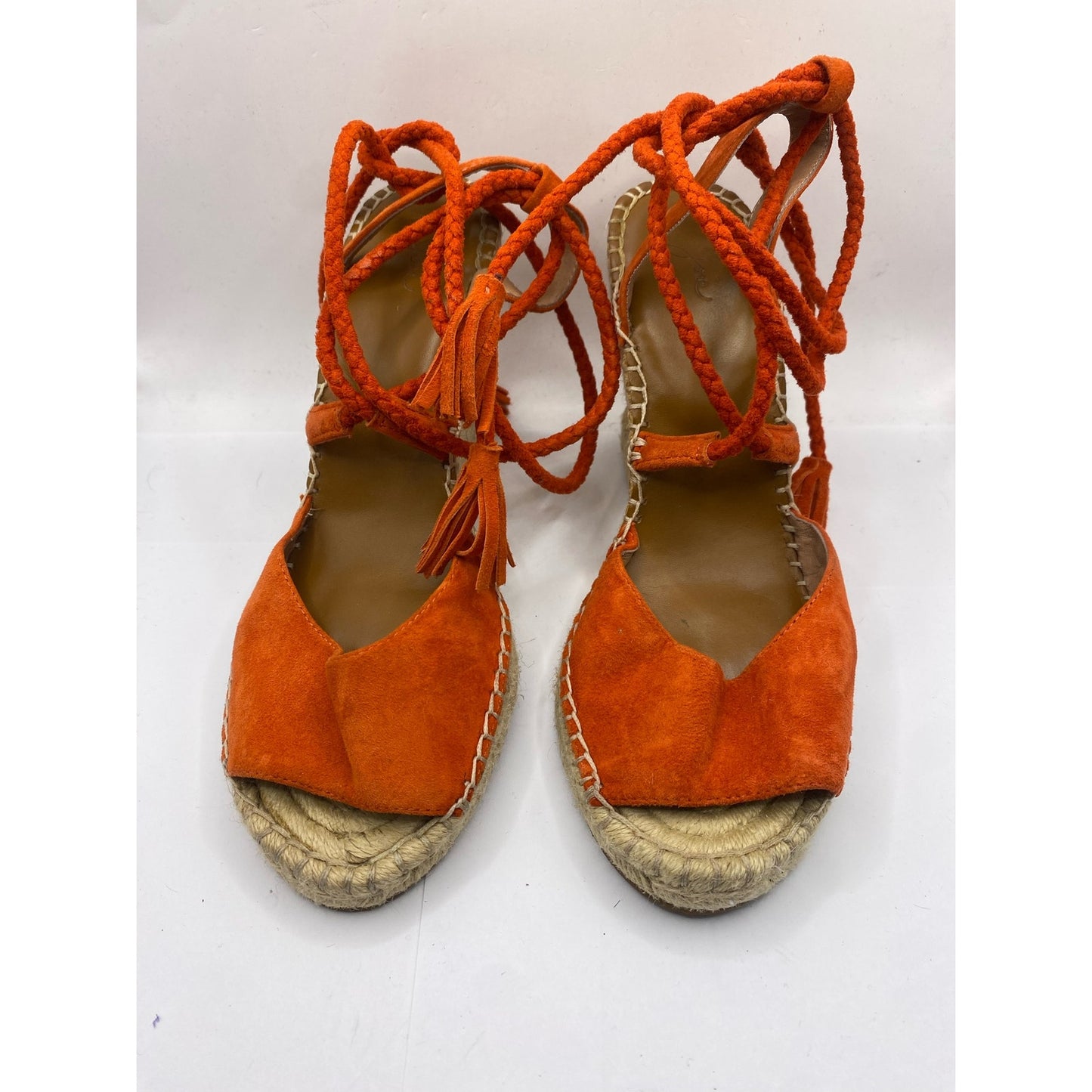 Joie Orange Suede Wedge Espadrille Sz 38.5 (US 8)