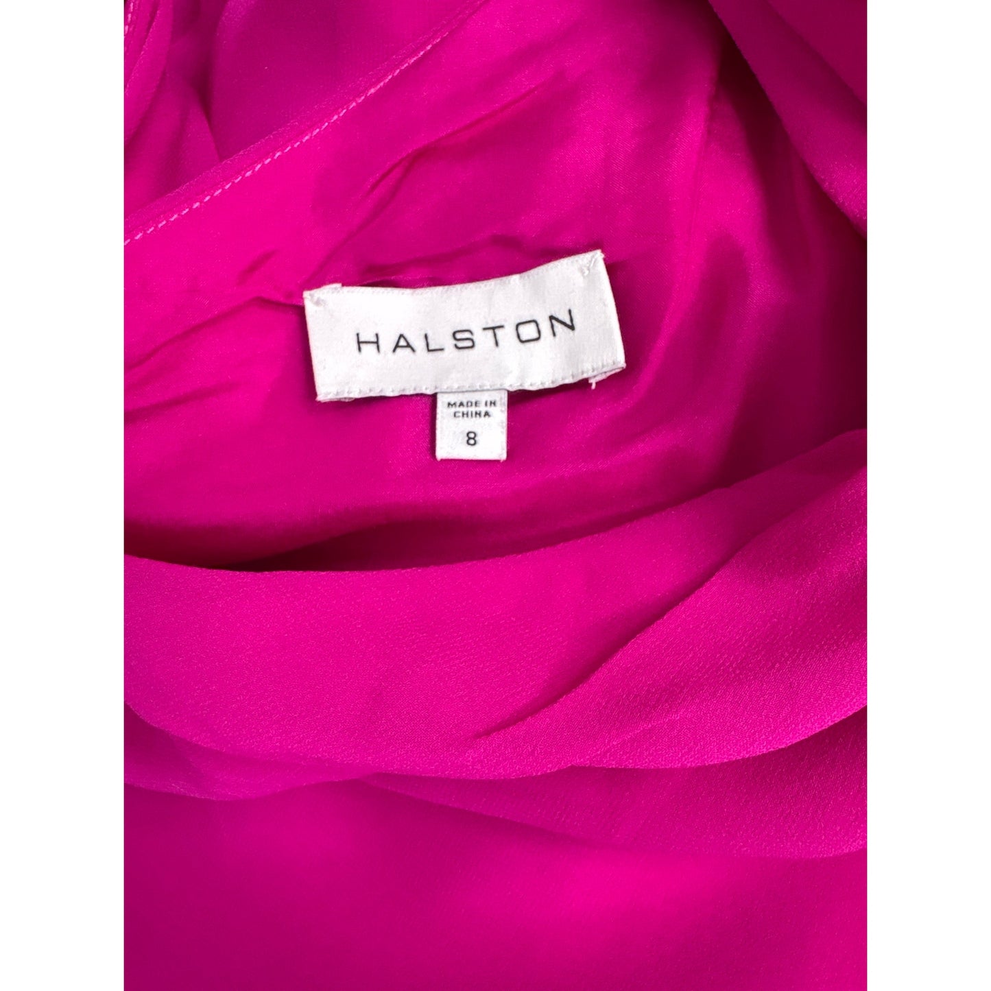 Halston Pink One Shoulder Drape Gown Sz 8