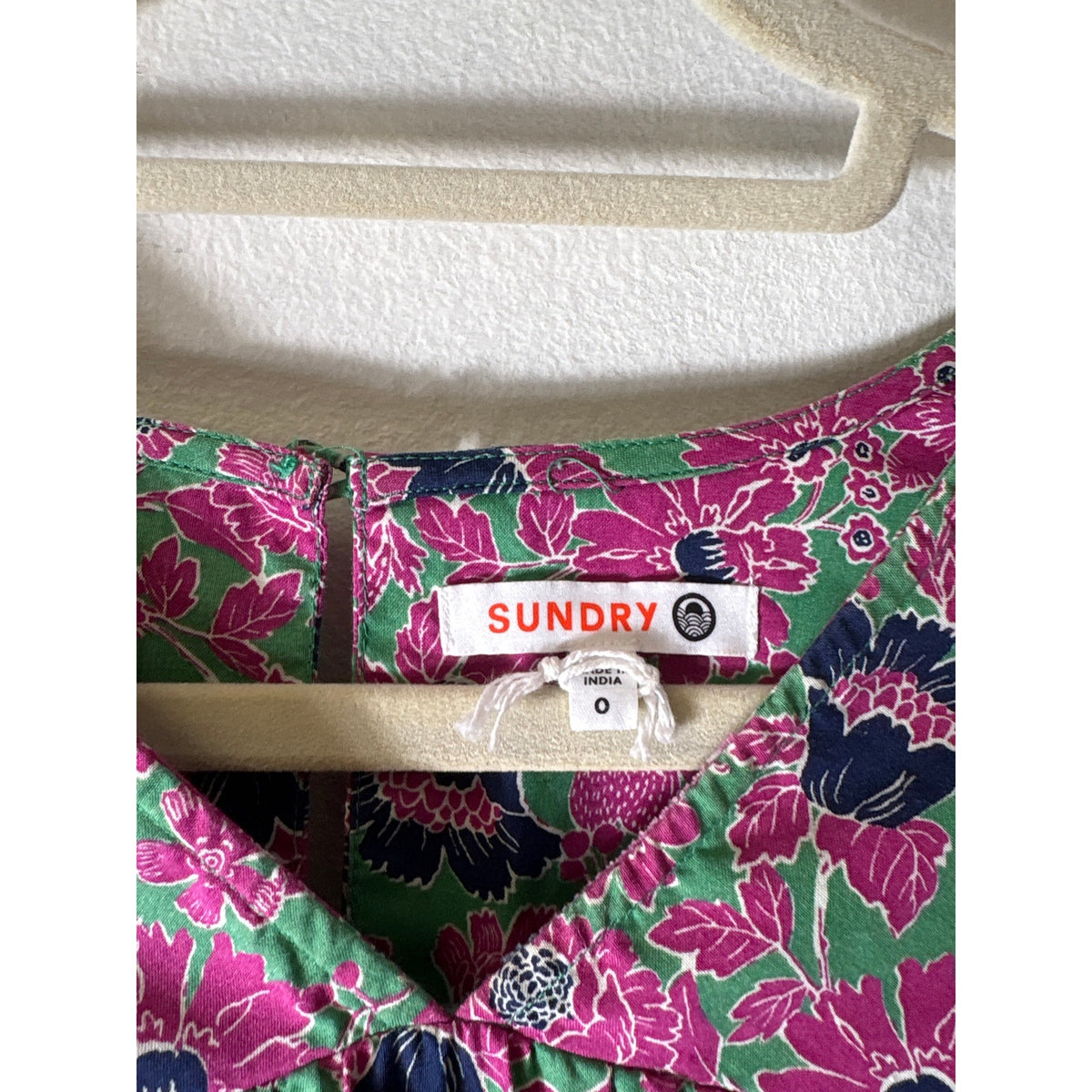 Sundry Pink and Greeen Floral Tiered Dress Sz 0
