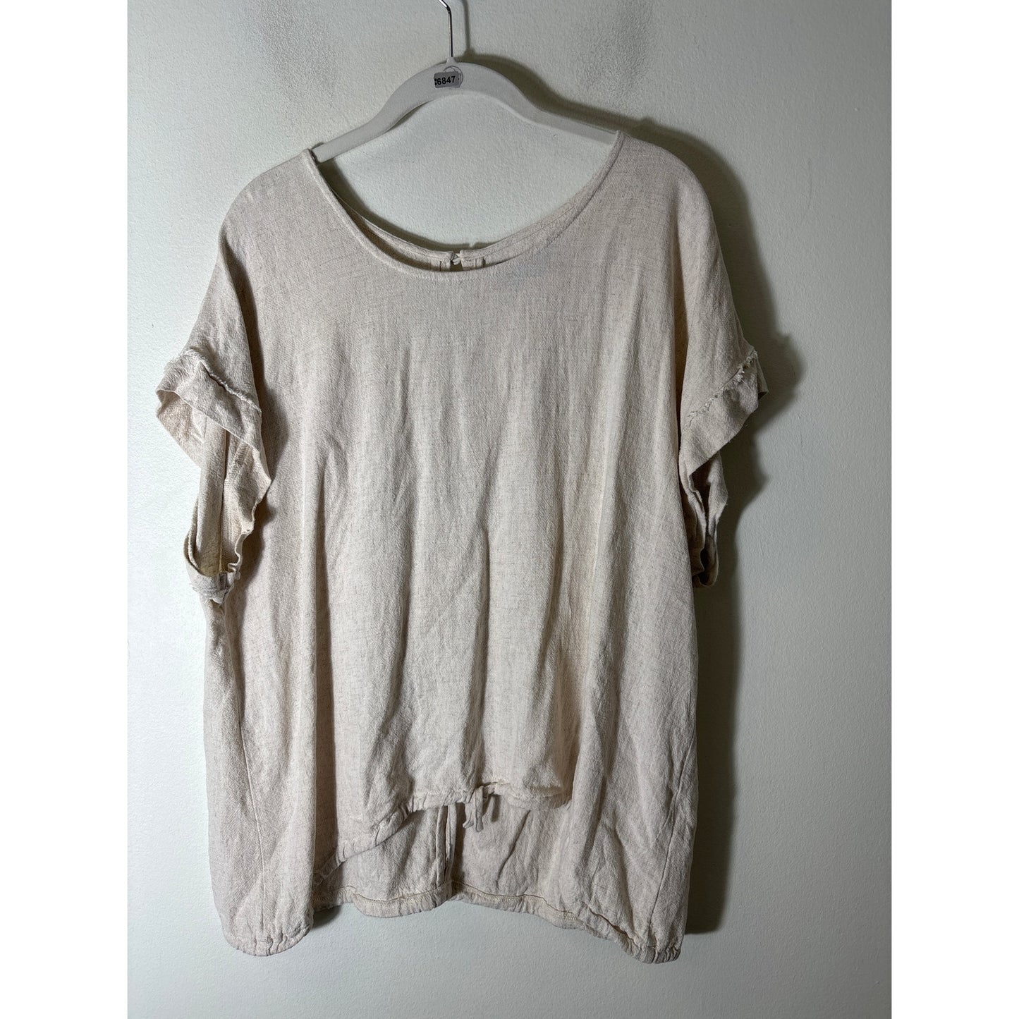 Fabrik Beige Linen Boxy Top Sz L