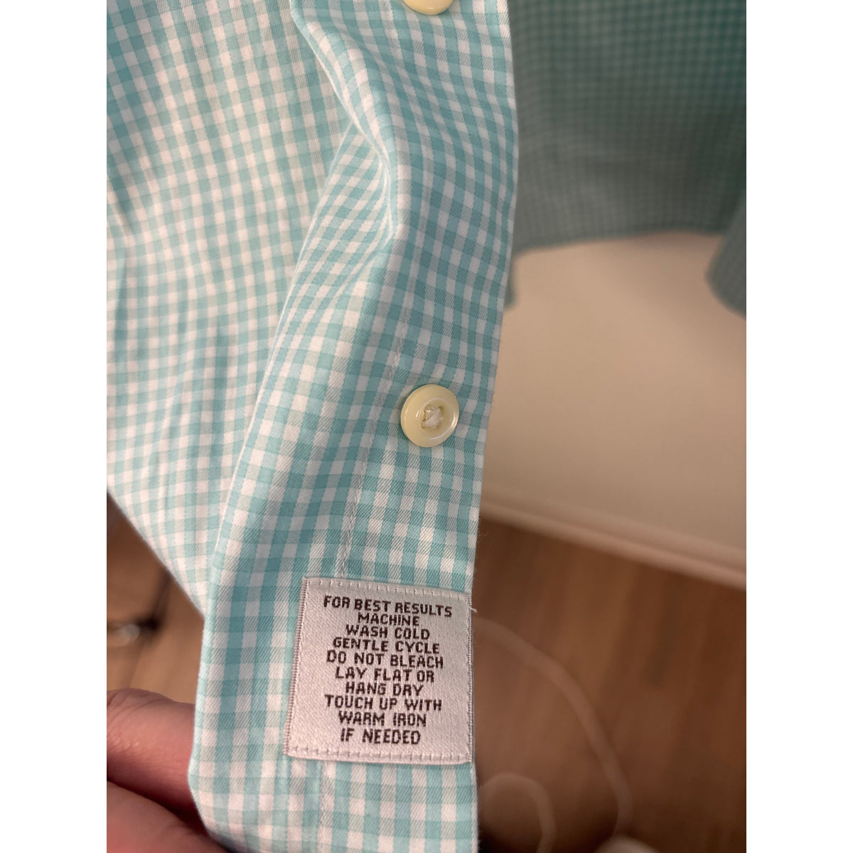 Men's Peter Millar Teal Green and White Check Long Sleeve Button Down Shirt Sz L