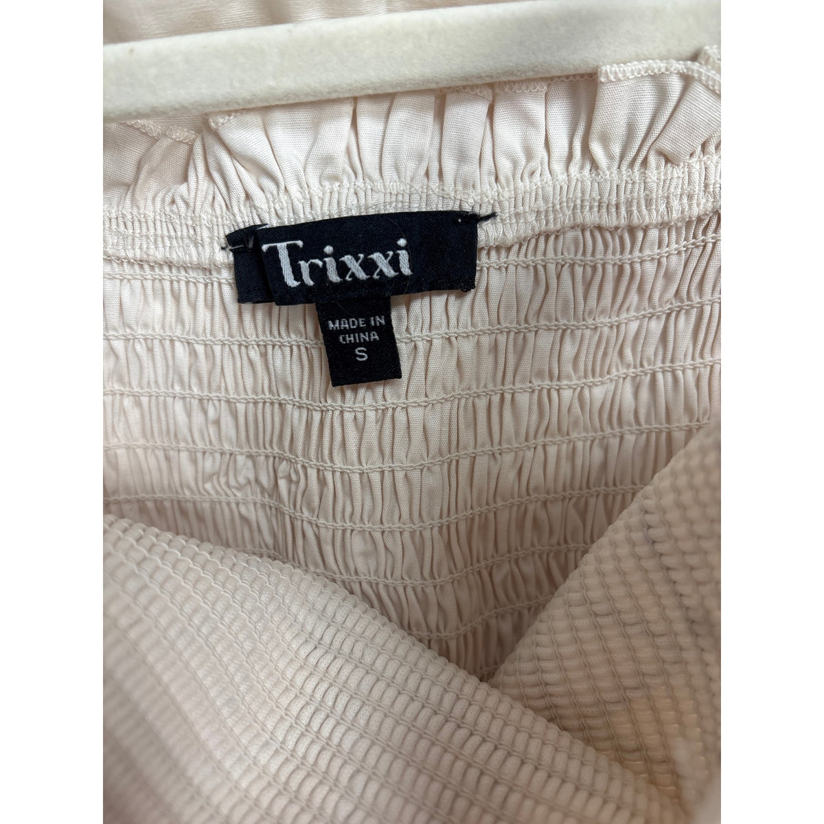 Trixxie Off White Black Cotton Summer Smocked Maxi Dress Sz S