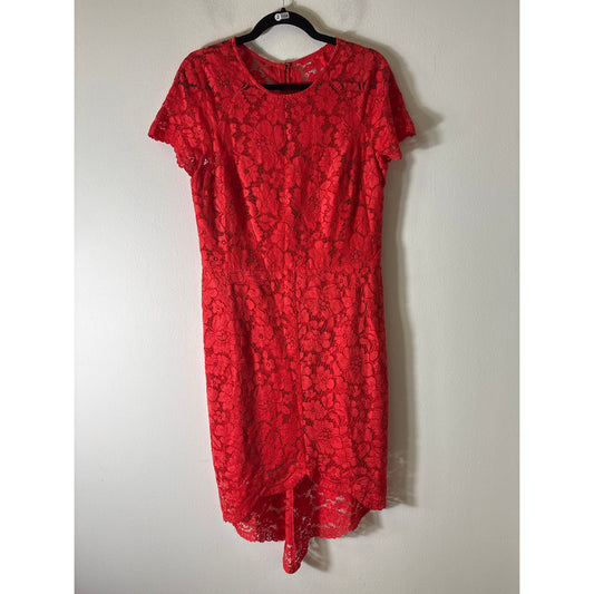 Vince Camuto Red Lace Pencil Dress Sz 12