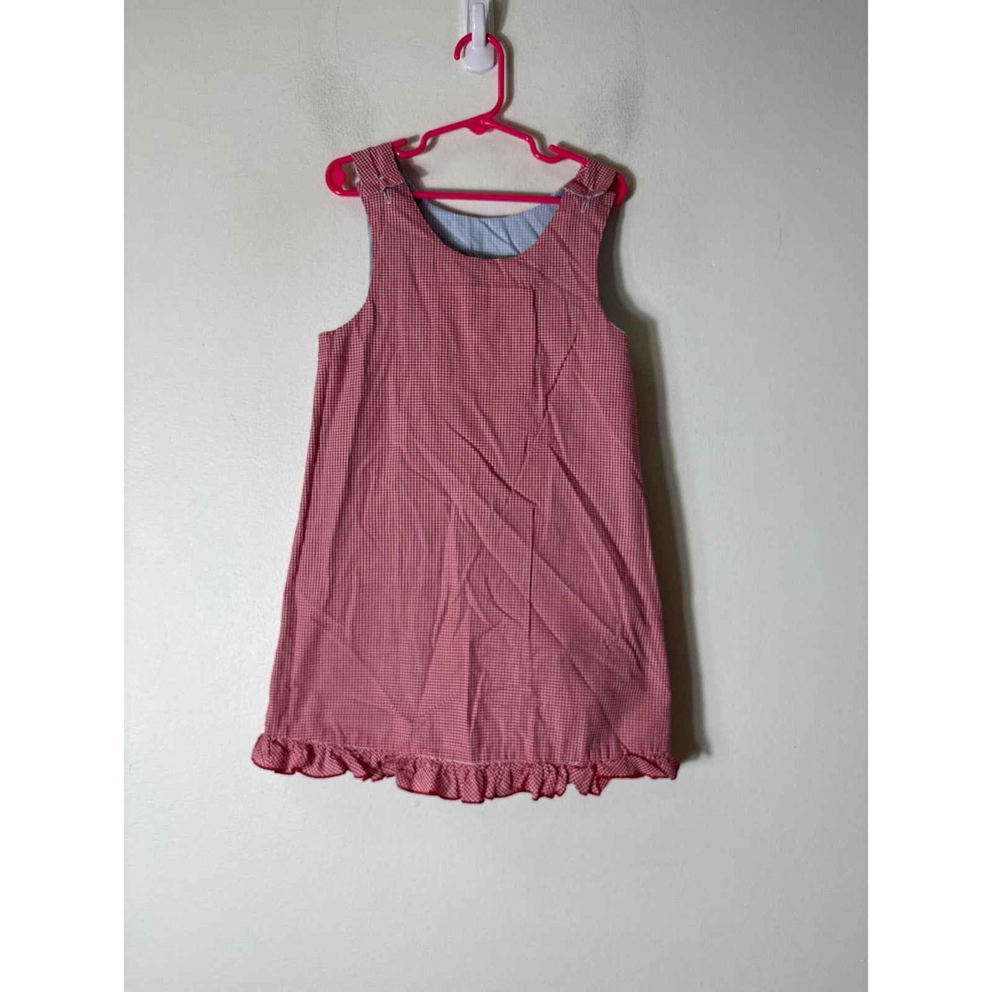 Girls VIntage Blue check & Red Check Reversible Dress with S on one side Sz 4