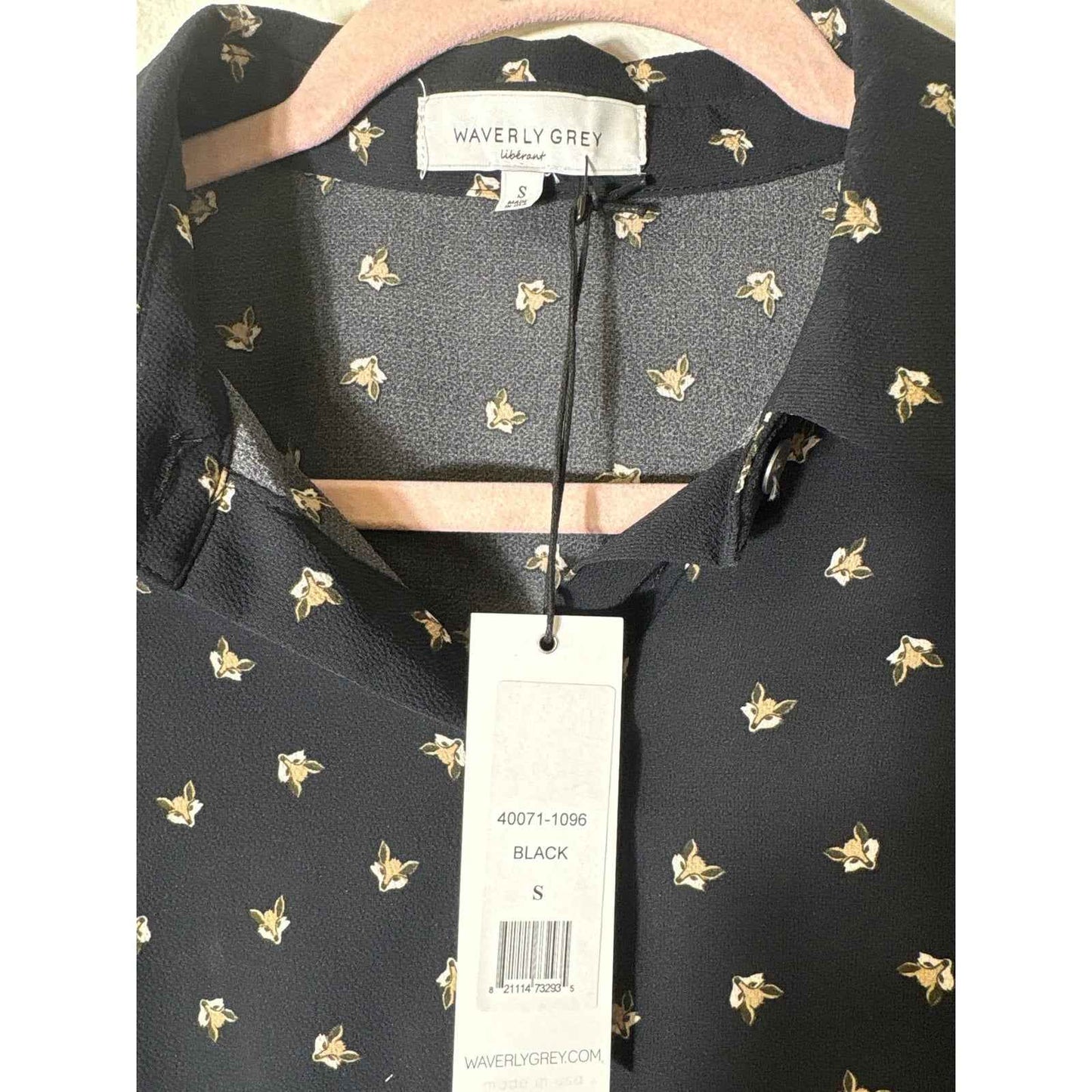NWT Waverly Gray Black Fox Print Long Sleeve Button Up Shirt Sz S