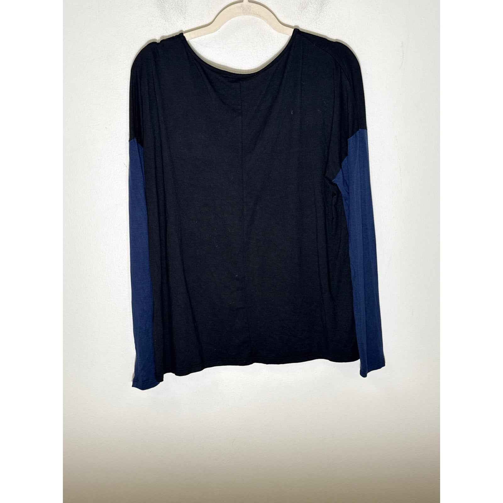 Elliot Lauren Navy Black Colorblock Long Sleeve Knit Shirt Sz M