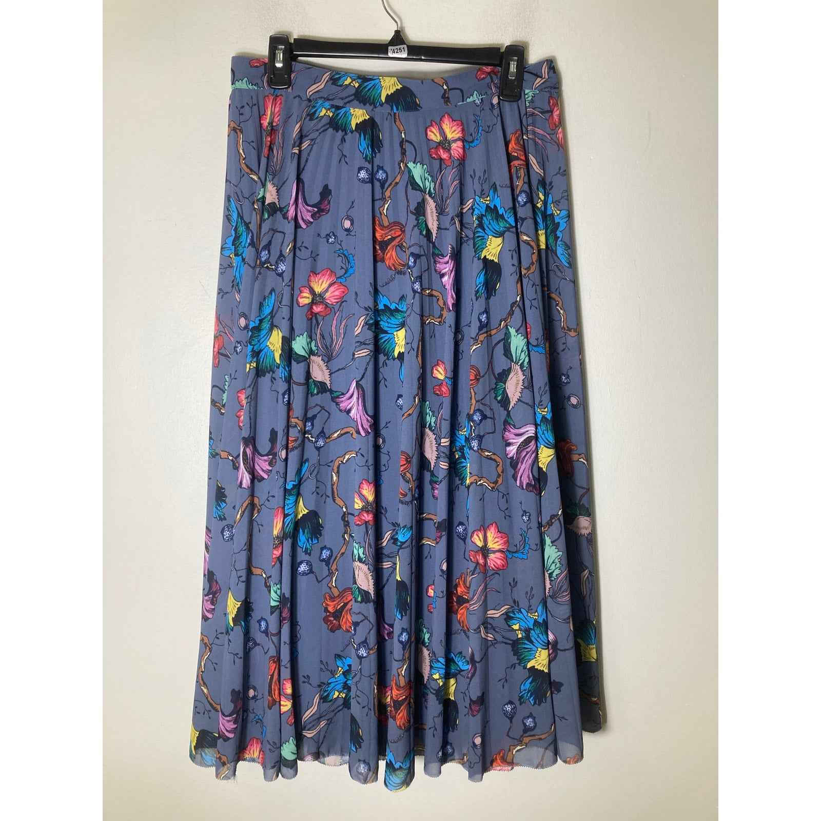 Abbeyglass Gray Floral A-Line Maxi Skirt Sz L (32" W)