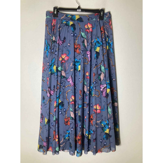 Abbeyglass Gray Floral A-Line Maxi Skirt Sz L (32" W)