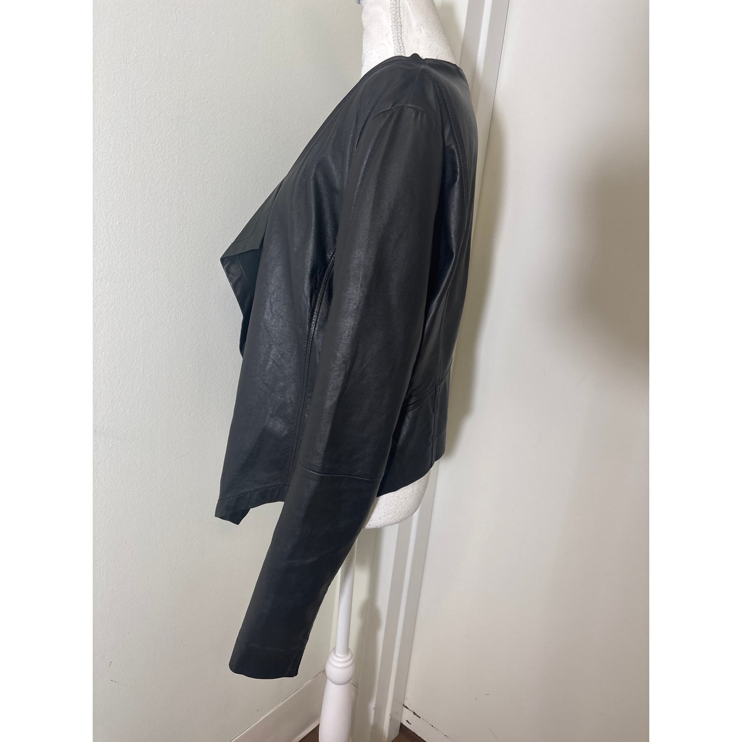 Halogen 100% Leather Open Front Jacket Sz L