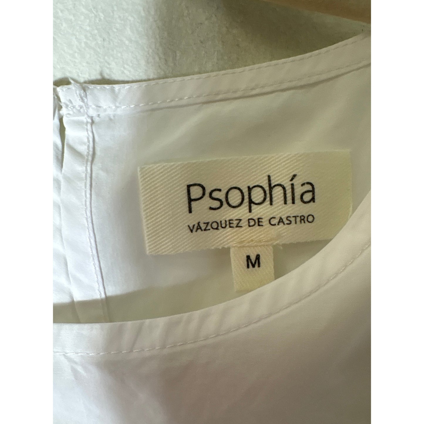 Psophia White Cotton Cap Sleeve Blouse Sz M