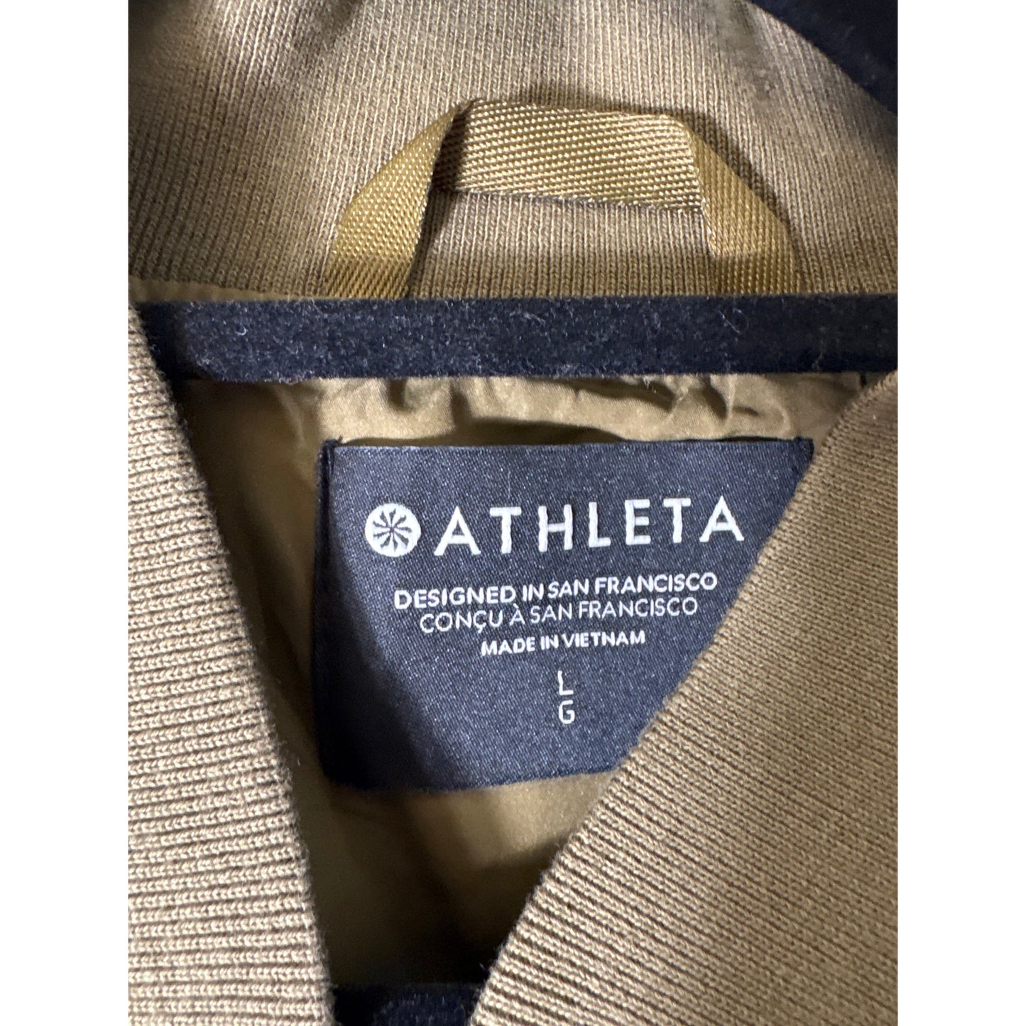 Athleta Army Green Long Sleeve Zip Up Jacket Sz L