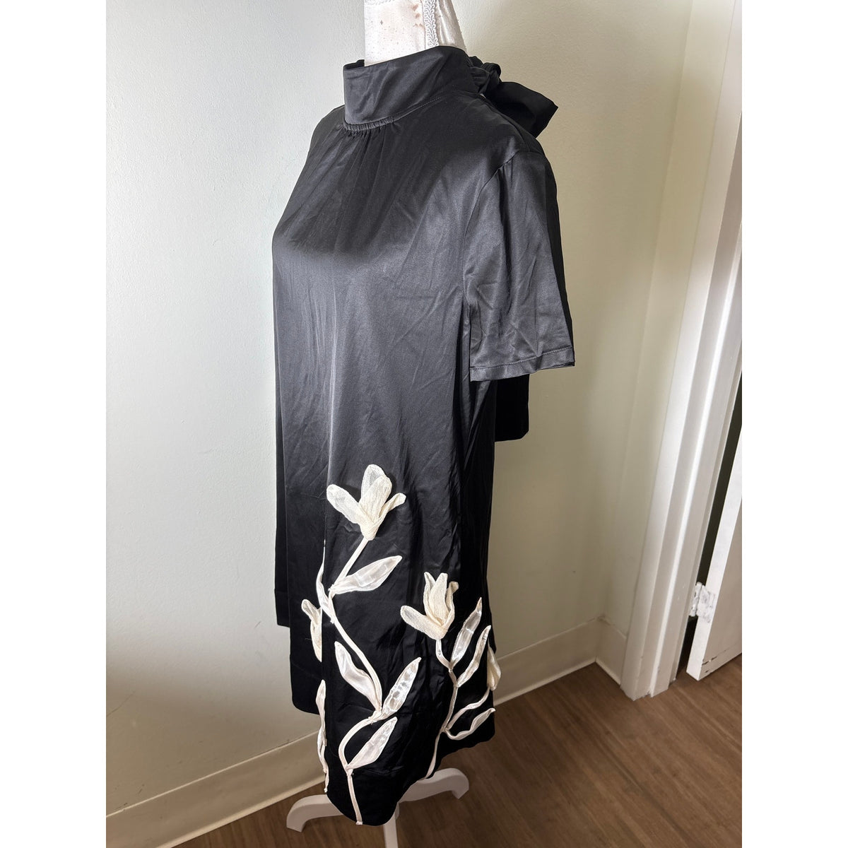 STAUD Ilana Black Short Sleeve Mini Dress Sz L