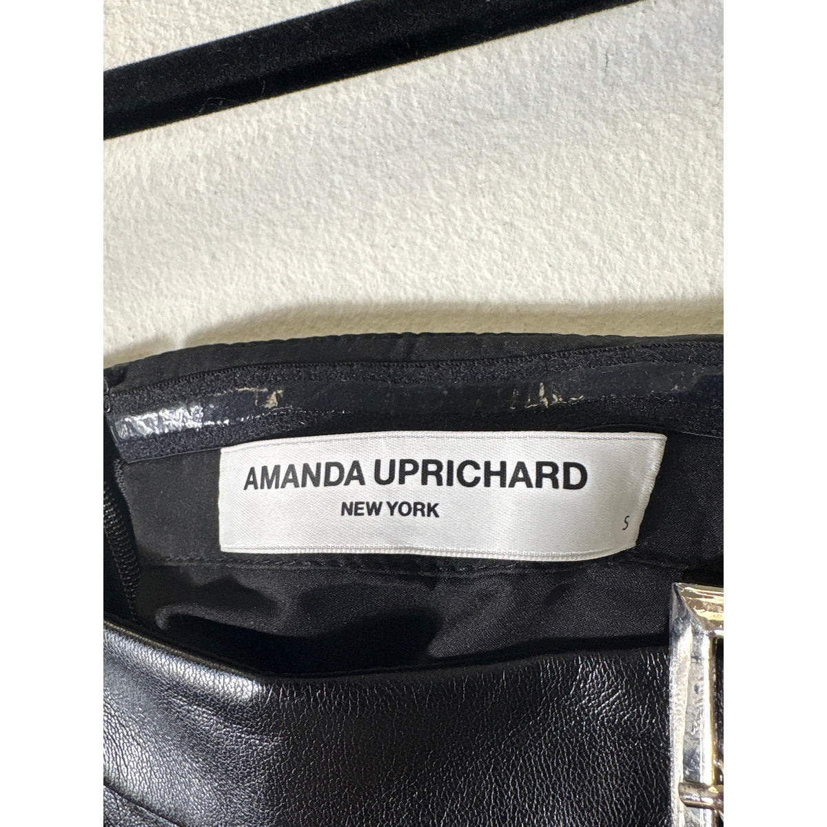Amanda Uprichard Black Faux Leather Buckle Mini Dress Sz S