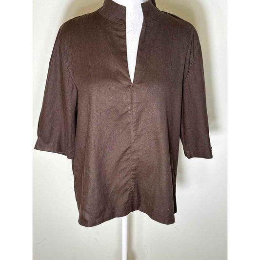 Ann Mashburn Chocolate Short Sleeve Top Sz M