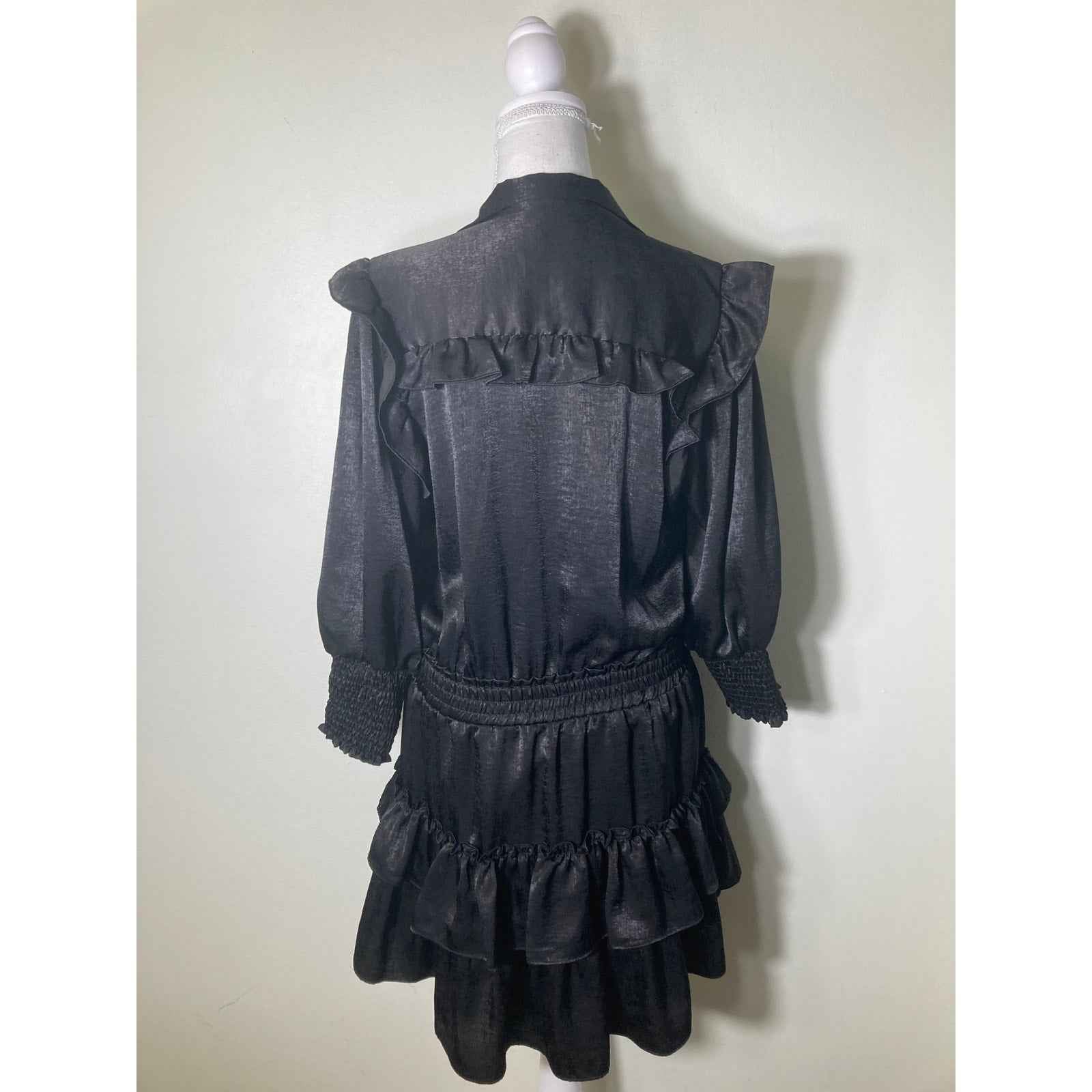 MISA Los Angeles Black Long Sleeve Mini Dress Sz M