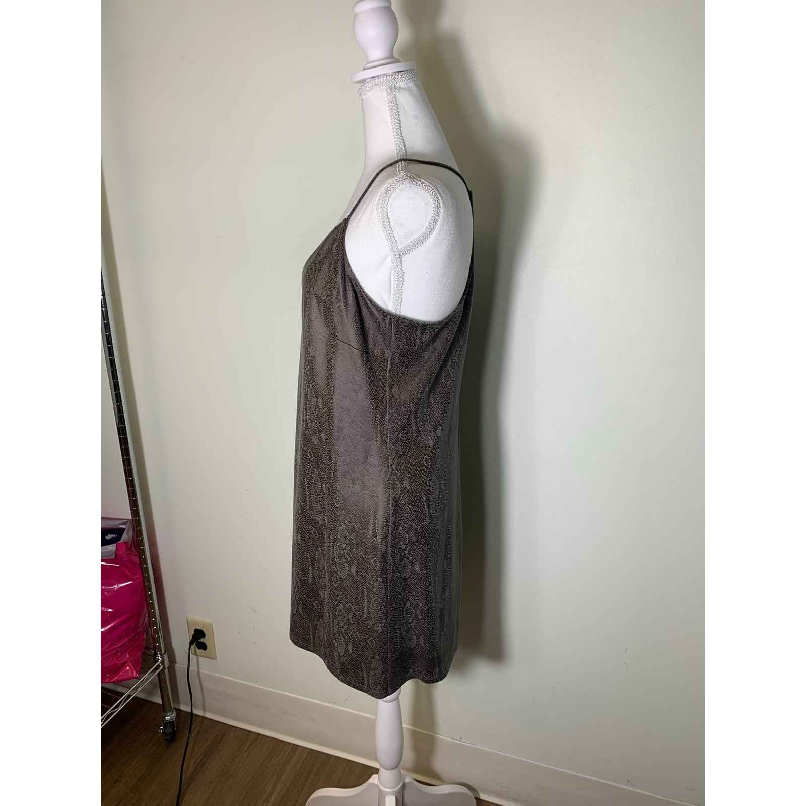Lavendar Brown  Dark Gray/ Brown Spaghetti Strap Snake Skin Mini Dress Sz S