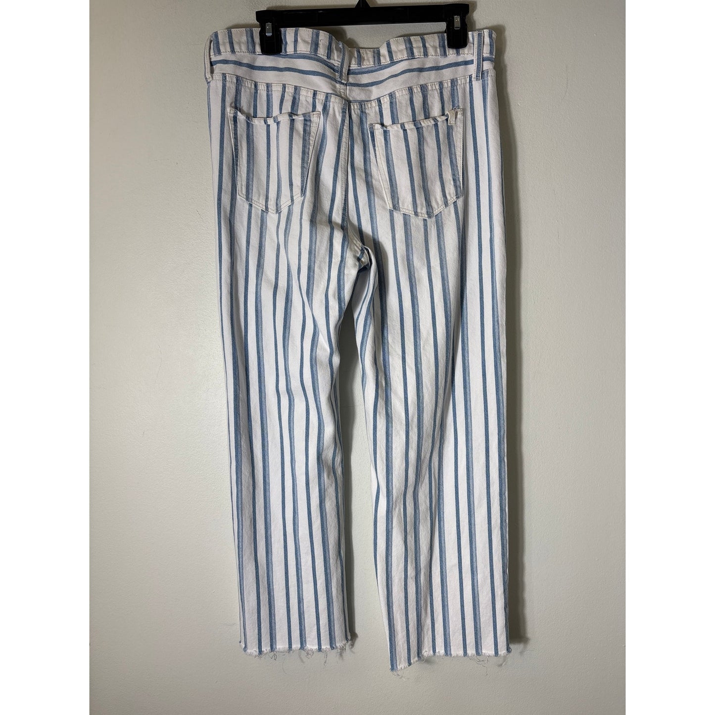 Joe's Jean Blue and White "The Blake High Rise Wide Leg Crop" Jeans Sz 31