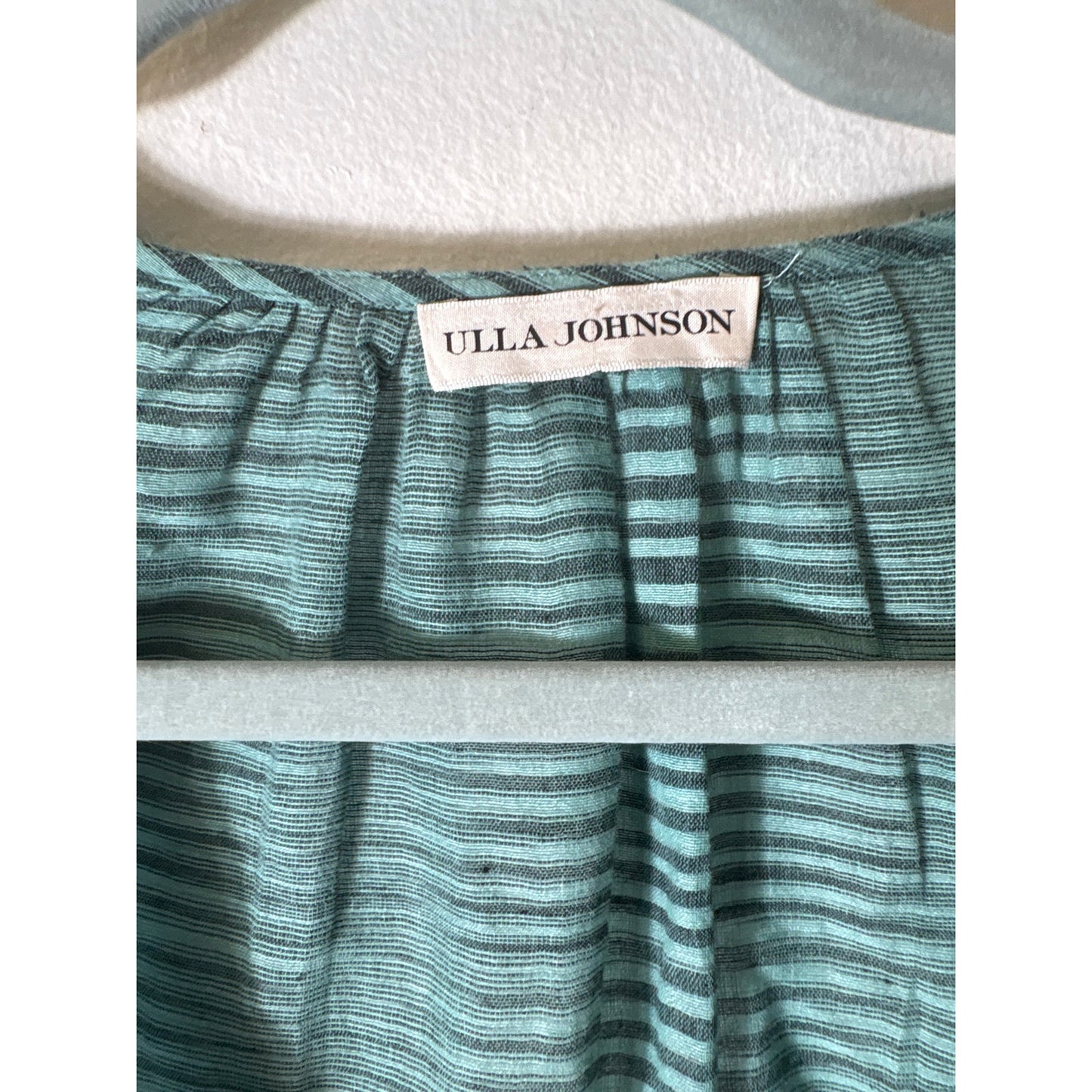 Ulla Johnson Green Black Stripe Long Sleeve Cotton Top Sz L