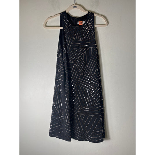 Trina Turk Black Silver Studded Sleeveless Cocktail Dress Sz 6