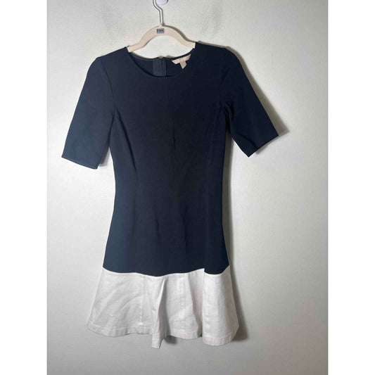 Banana Repubic Black White Colorblock Short Sleeve A-Line Dress Sz 2