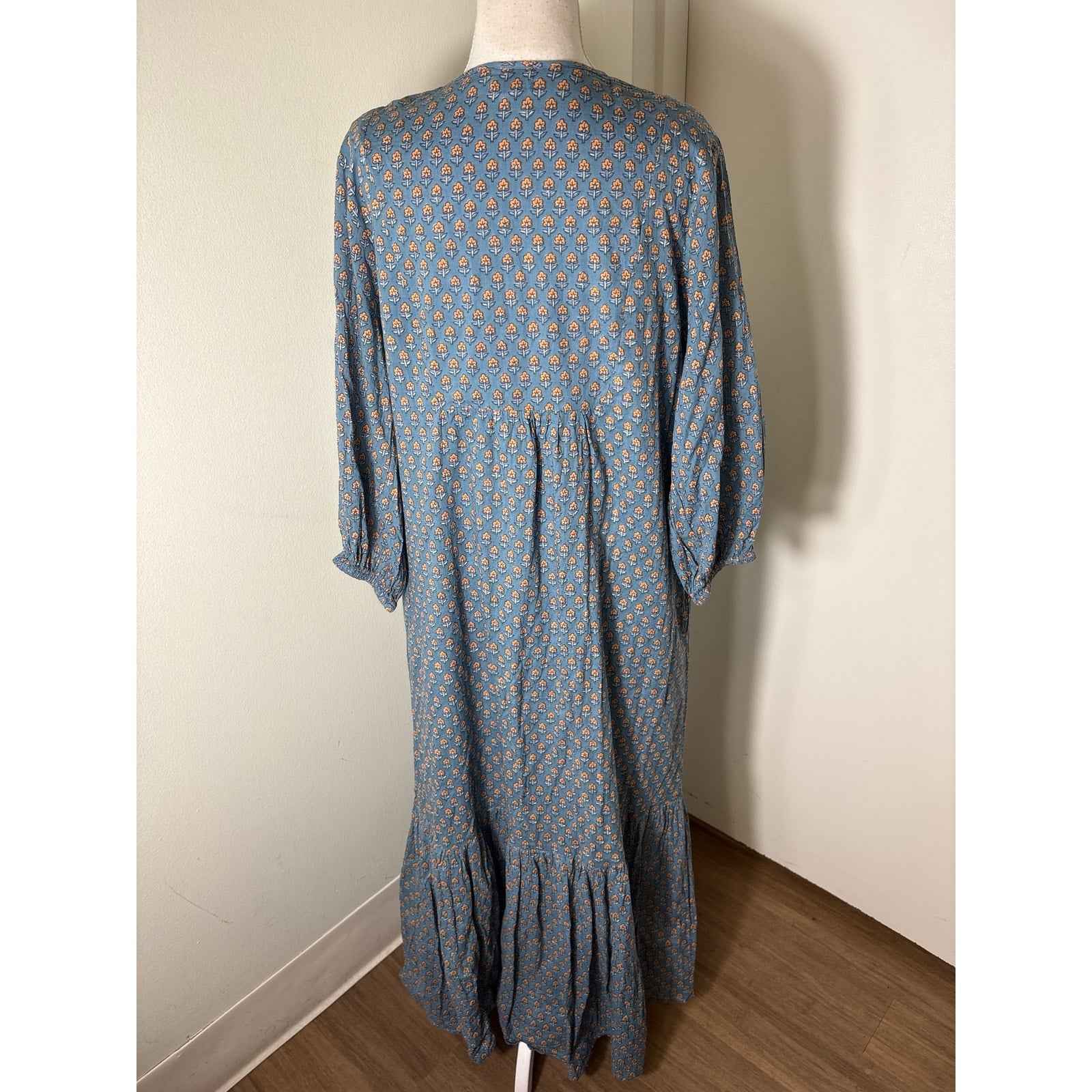 Sunshine Tienda Blue Long Sleeve Cotton Maxi Dress Sz S