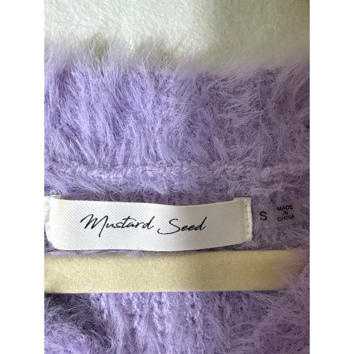 Mustard Seed Lavender Long Sleeve Fuzzy Sweater Sz S