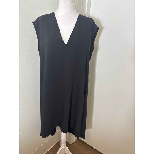 Rachel Rachel Black Sleeveless V-Neck Hi Low Hem Midi Dress Sz L