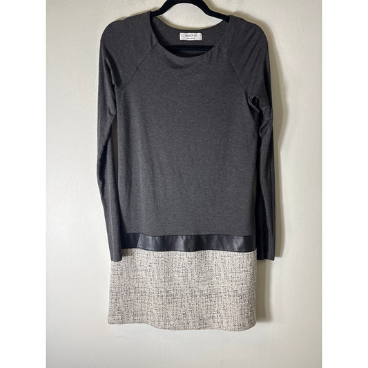 Bailey/44 Gray Mixed Media Drop Waist Dress Sz S