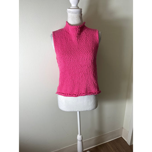 Sabyln Pink Knit Roll Over Neck Sleevless Sweater Sz L