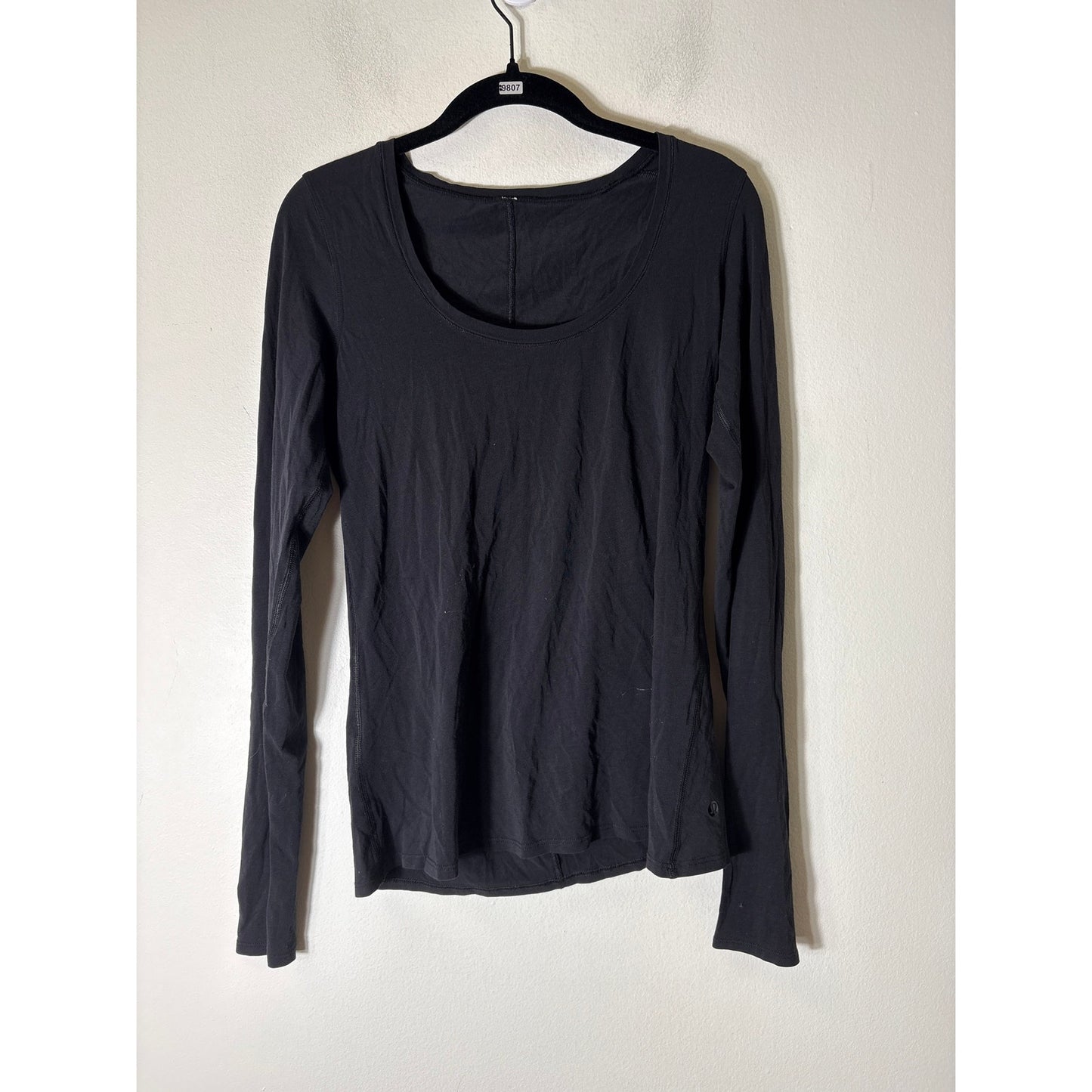 Lululemon Black Long Sleeve Boat Neck Athletic Top Sz 8