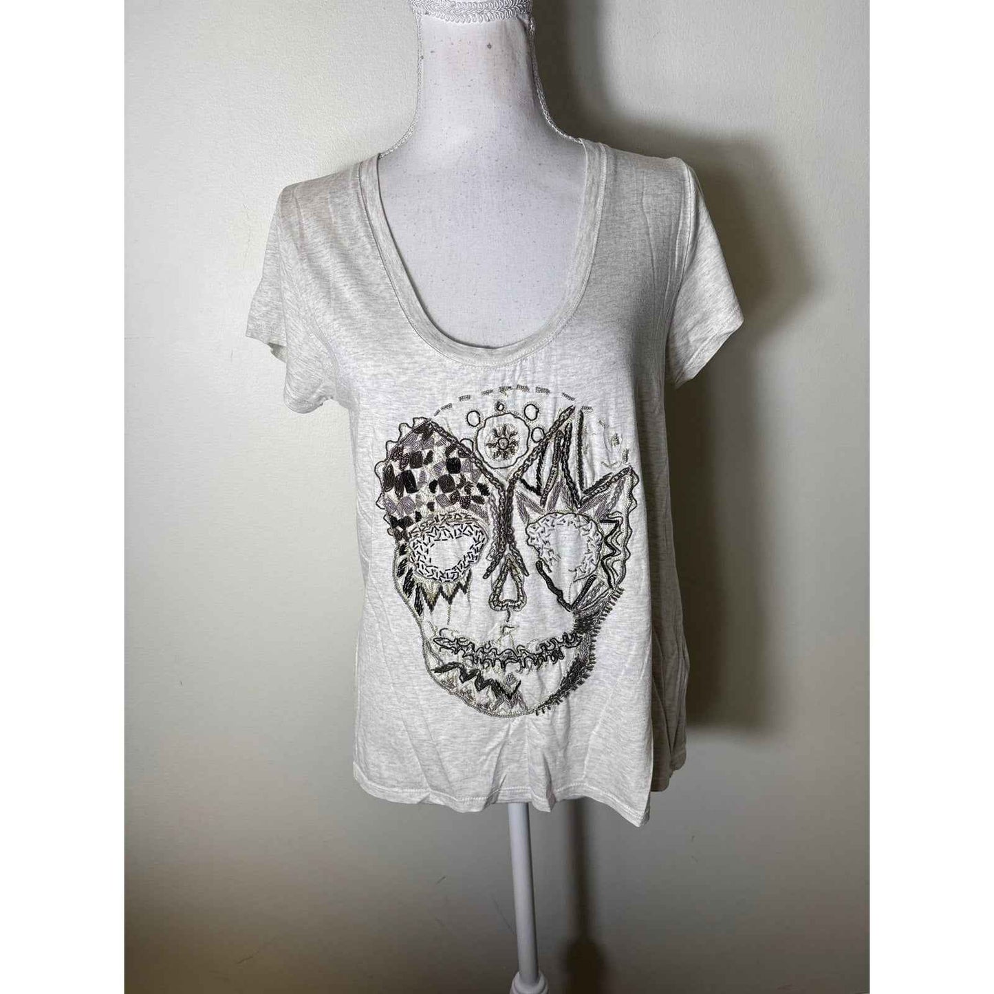 Zadig & Voltaire Gray Beaded Skull Sleevless Tee Sz M