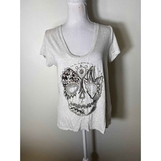 Zadig & Voltaire Gray Beaded Skull Sleevless Tee Sz M