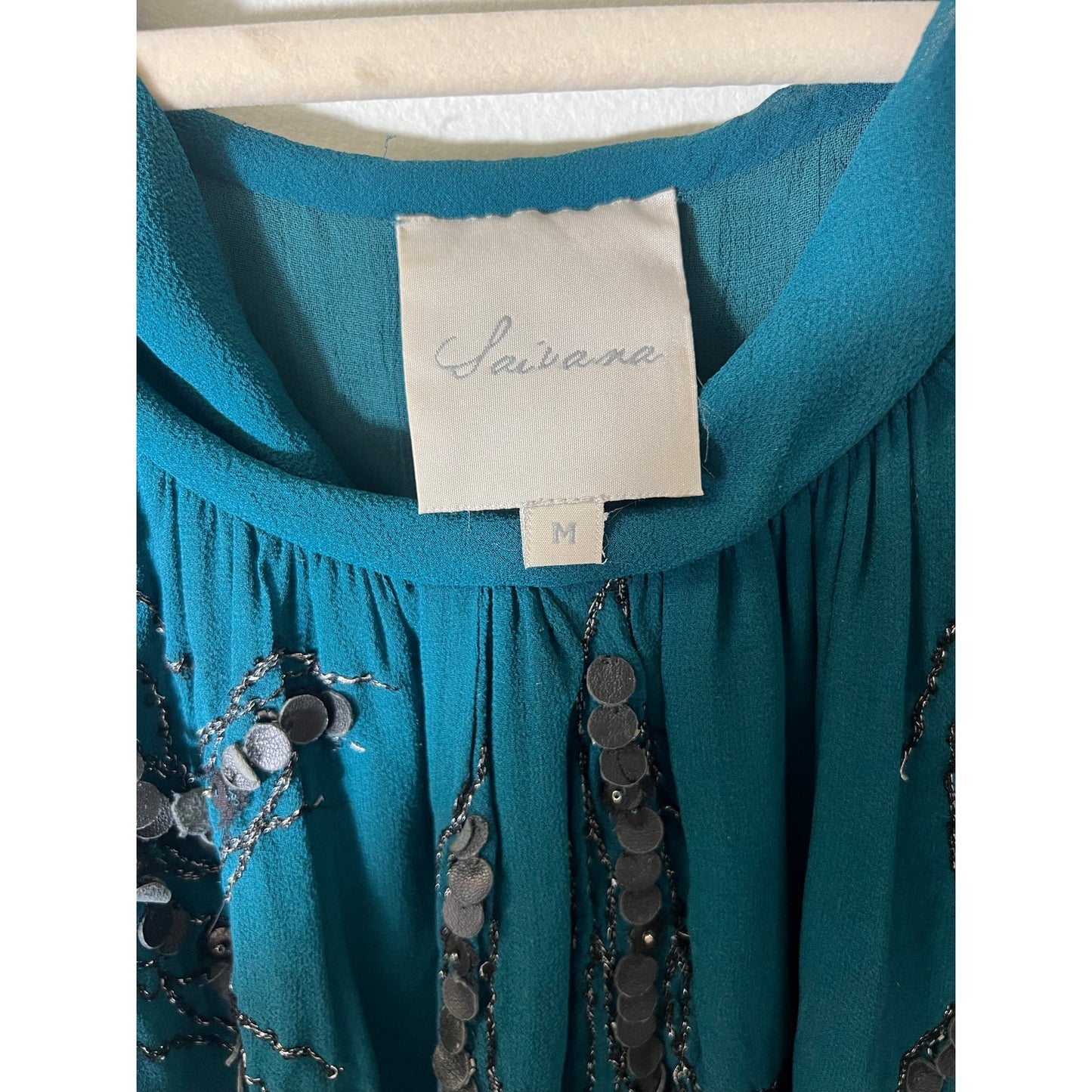 Saivana Green Sleeveless Drop Waist Knee Length Dress Sz M