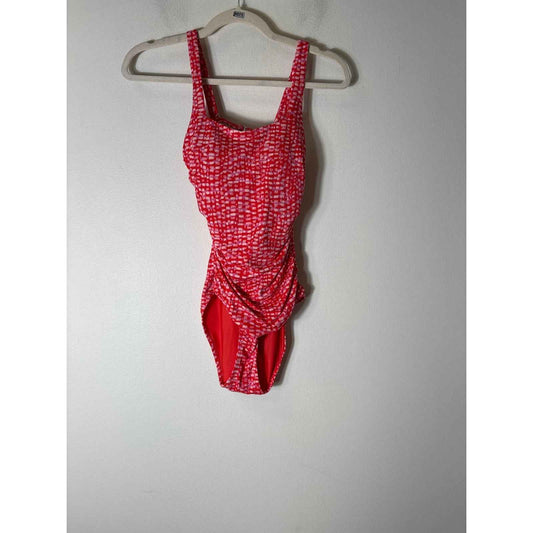 NWOT Athleta Red Pink Side Ruched One Piece Bathing Suit Sz XS