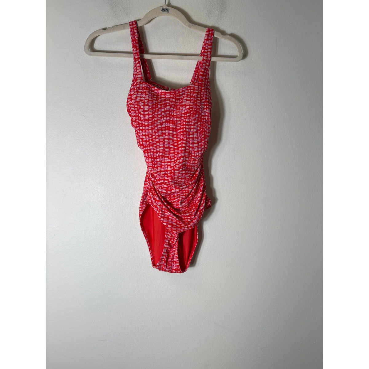NWOT Athleta Red Pink Side Ruched One Piece Bathing Suit Sz XS