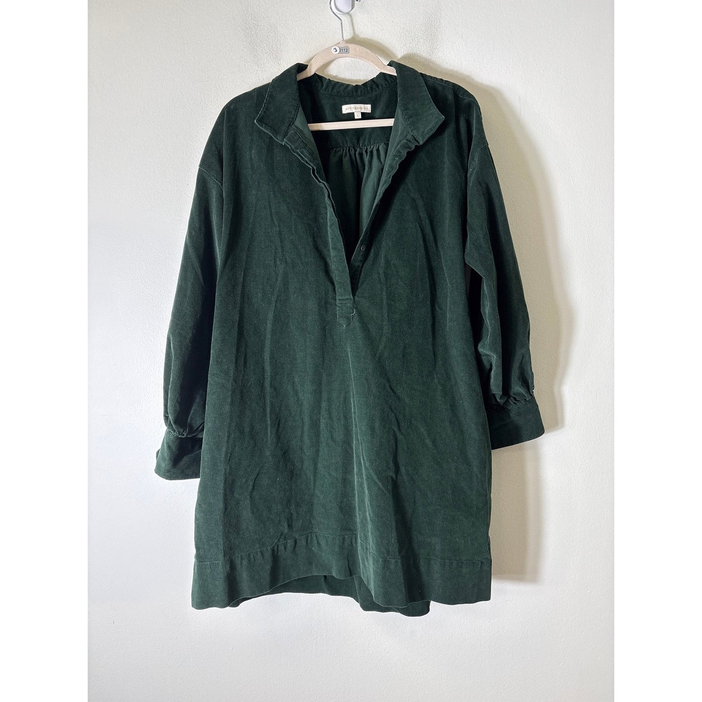 Ann Mashburn Forest Green Long Sleeve Cordoroy Mini Dress Sz L