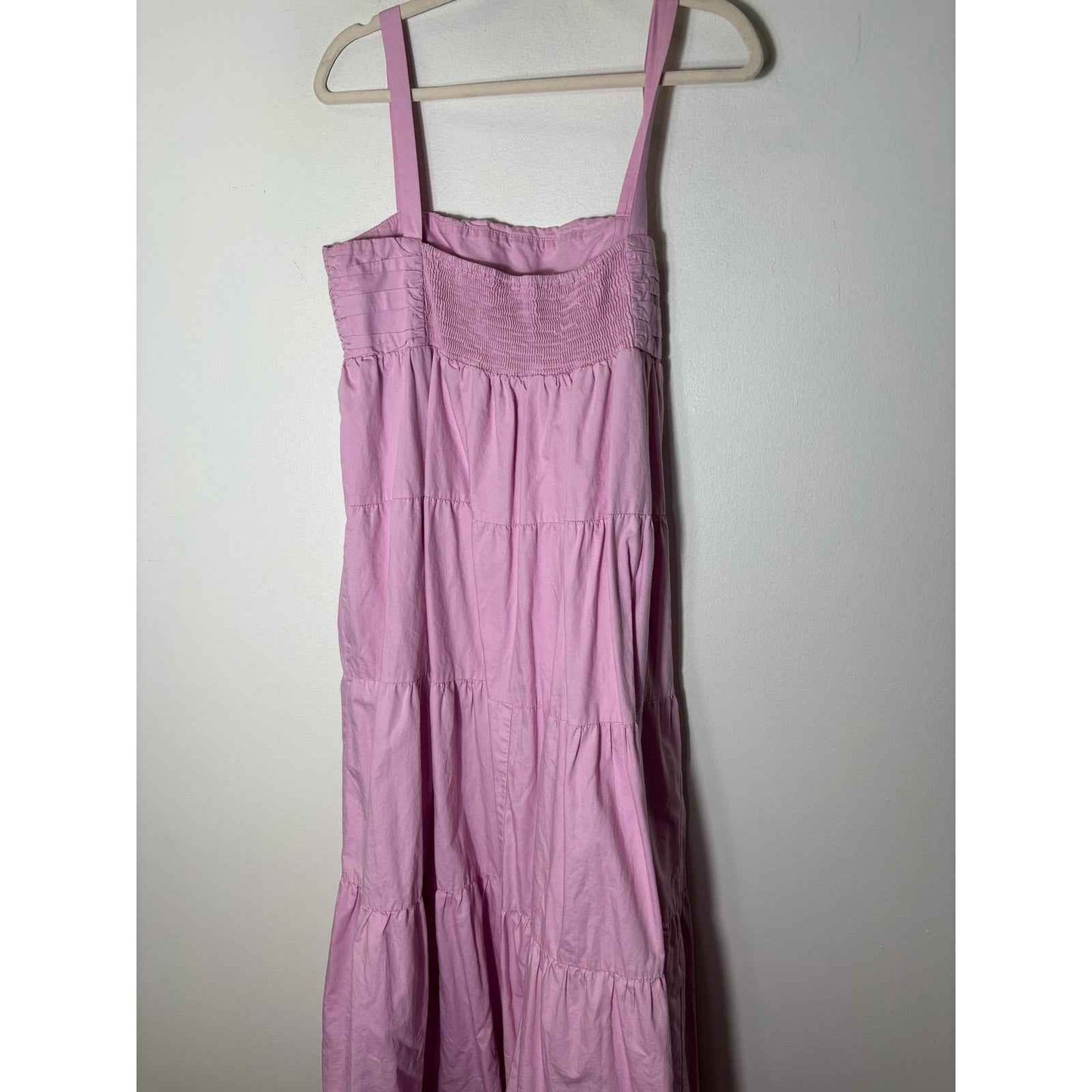 Zara Pink Cotton Tiered Summer Maxi Dress Sz XL