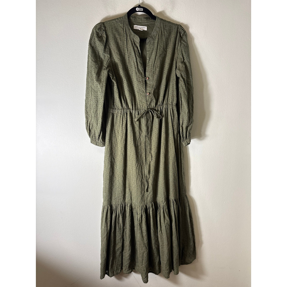 Emerson Fry / India Collection Olive Green Dot Maxi Dress Sz S