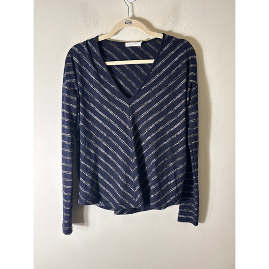 Rag & Bone Black and White V Neck Light Weight Sweater Sz XS