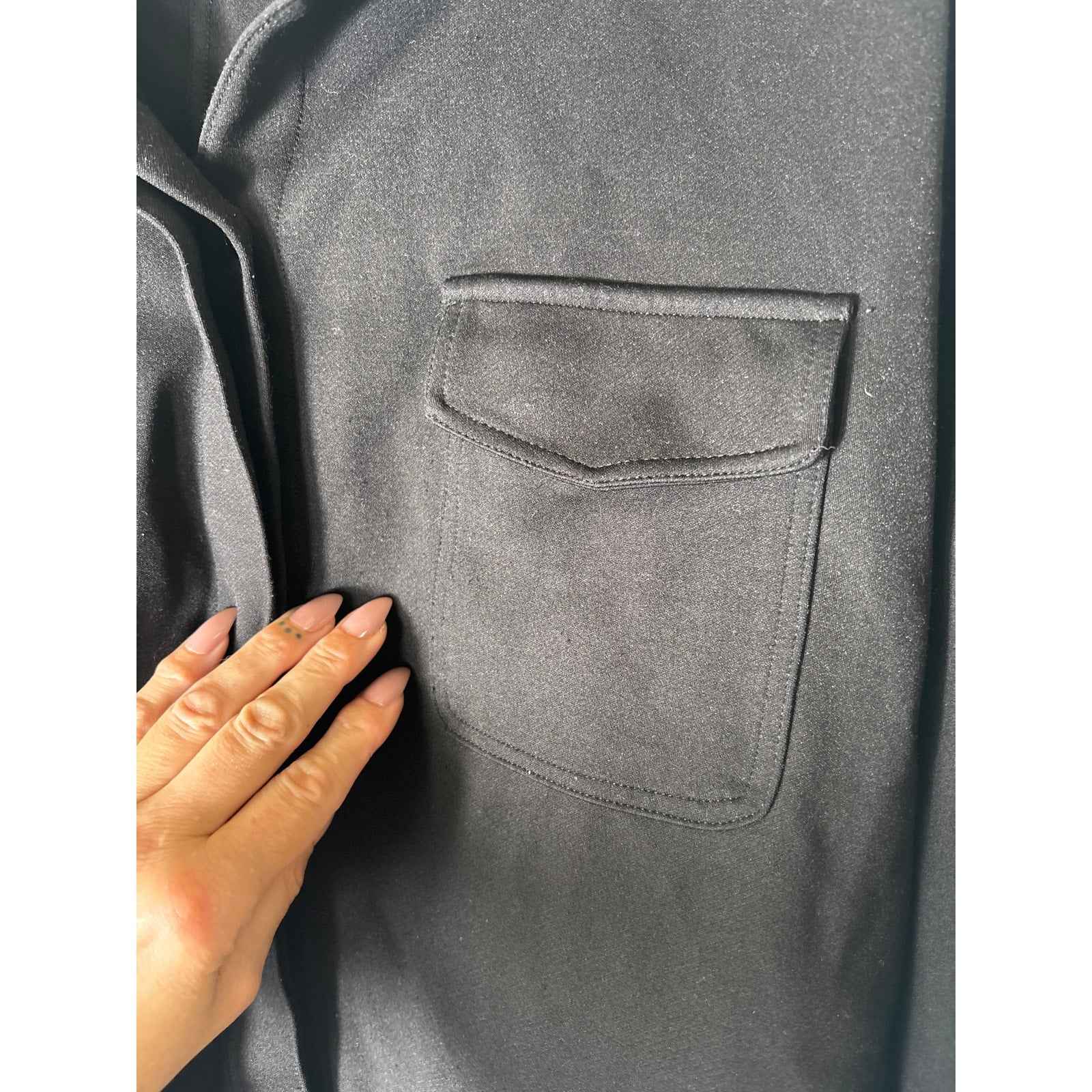 Ann Mashburn Black Half Sleeve Button Up Shirt Sz M