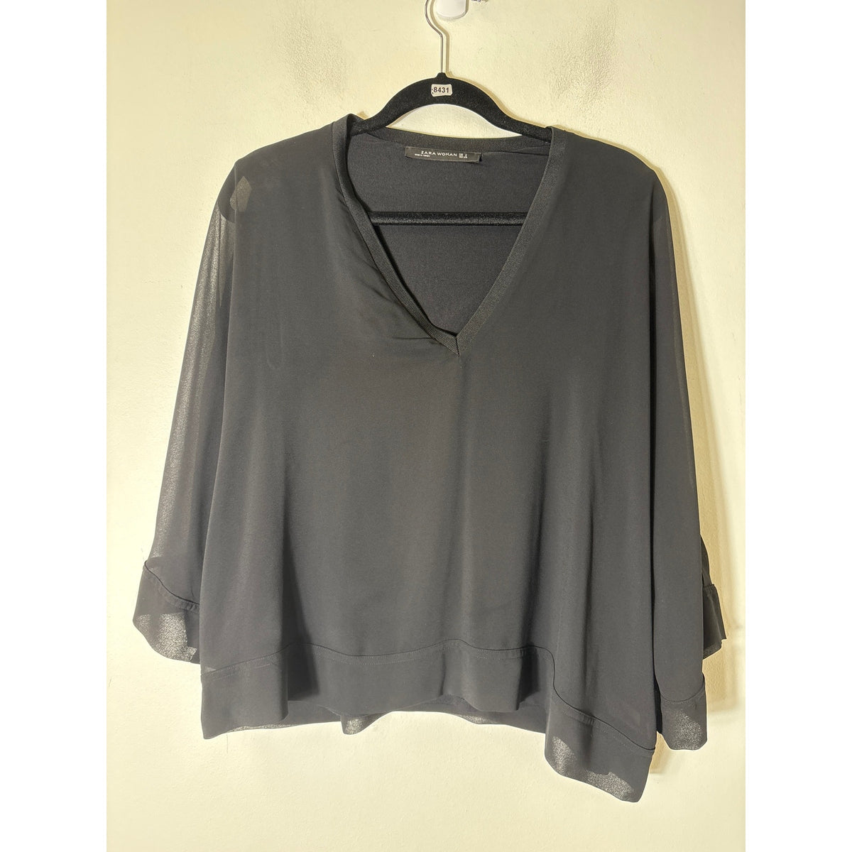 Zara Woman Black Poncho Style Shirt Sz S