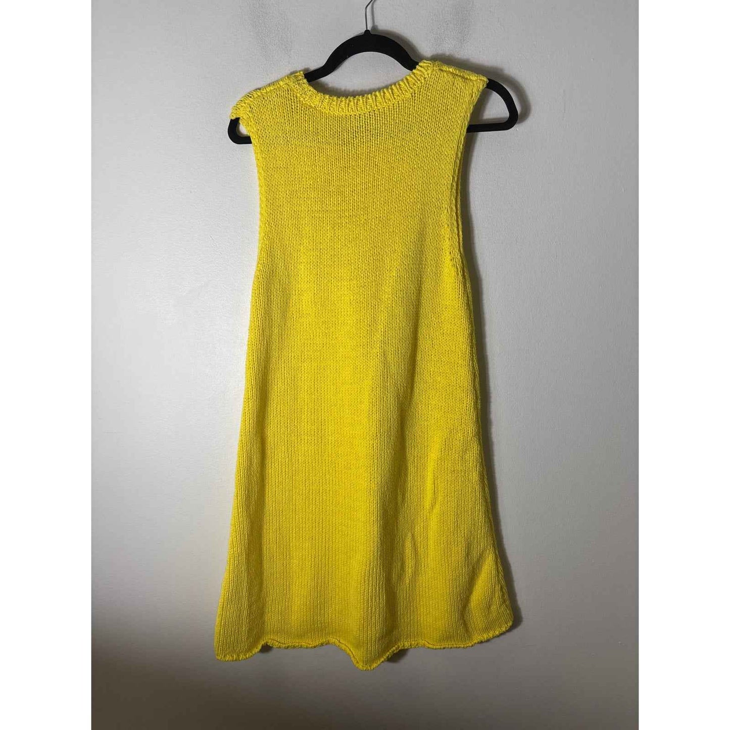 Zara Bright Yellow Knit Sleeveless Sweater Dress Sz L