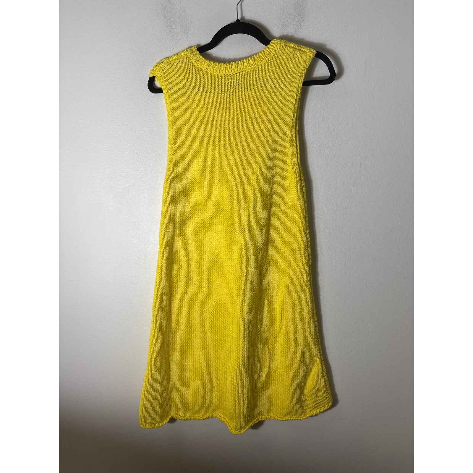 Zara Bright Yellow Knit Sleeveless Sweater Dress Sz L