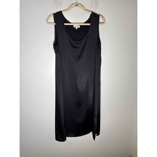 S'Edge Black Sleeveless Satiny Midi Dress Sz M